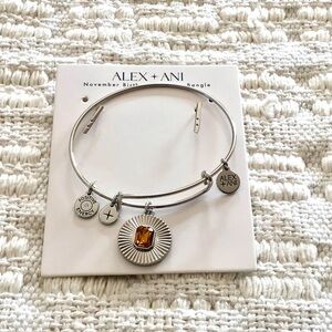 Alex and Ani Silver Bangle with Amber Charm